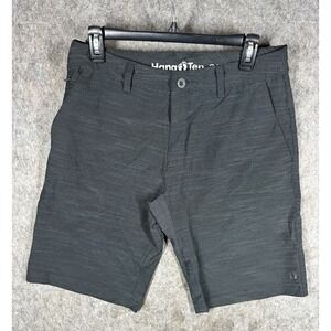 Hang Ten Mens Hybrid Shorts Size 32 Black Gray Stretch Flat Front Golf Surf